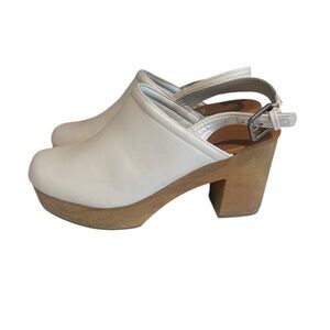 White Platform Slingback Clogs